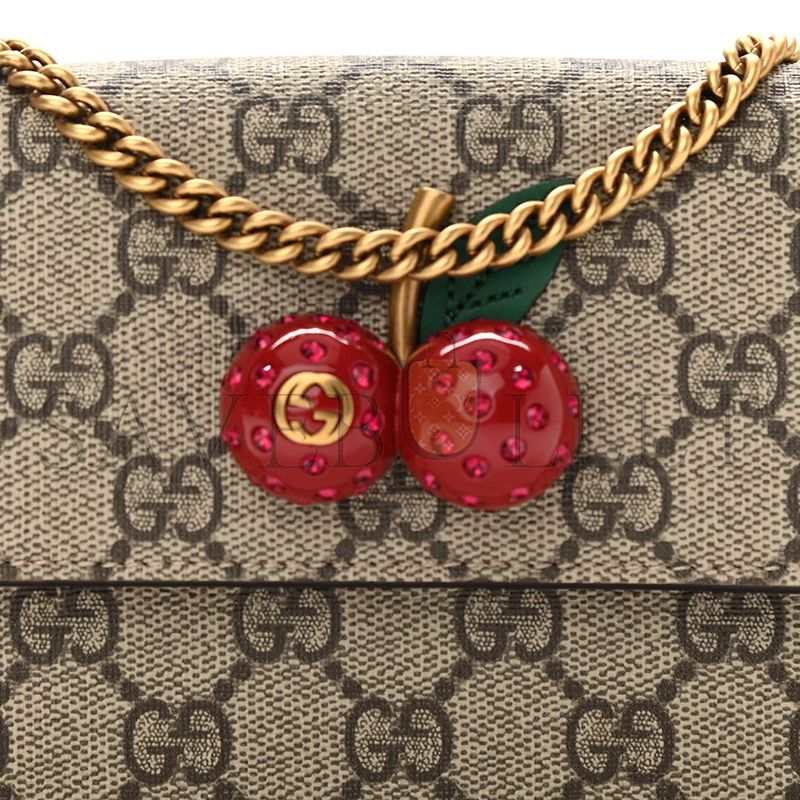 GUCCI GG SUPREME MINI CHERRY CHAIN BAG 481291 (16.5*9*4cm)